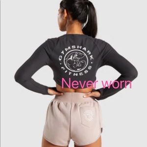 Cotton Legacy Fitness Long Sleeve Crop Top in Black